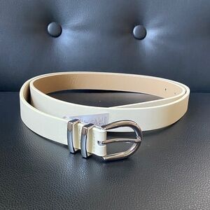 Old Navy Cream Belt with Silver Buckle